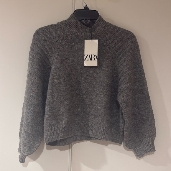 Zara NWT gray wool alpaca blend Baloun sleeve sweater - Picture 1 of 4